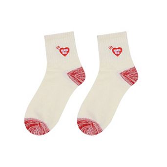 2-Pair Cotton Heart-Embroidered Socks Casual Multicolor Socks