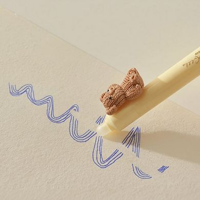 5-Piece Teddy Bear Top Gel Pen Set with Soft Grip and Adorable 3D Bear Design