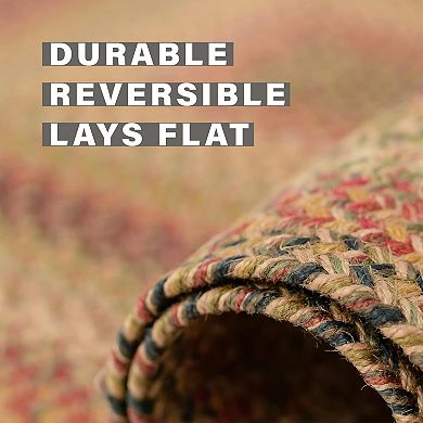 HomeSpice Kingston Jute Braided Rug Non-Shedding Brown/Red/Black/Beige Rug