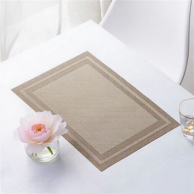 2-Piece Rectangular Woven Placemat with Subtle Horizontal Stripe Texture