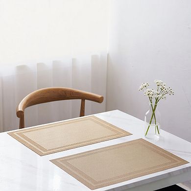 2-Piece Rectangular Woven Placemat with Subtle Horizontal Stripe Texture