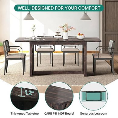 Rustic Oak Industrial Wood Dining Table