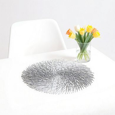 4-Piece Round Spiral Woven Placemat with Textured Swirl Design