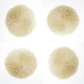 4 pc Round Spiral Woven Placemat with Textured Swirl Design