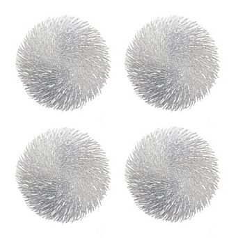 4 pc Round Spiral Woven Placemat with Textured Swirl Design