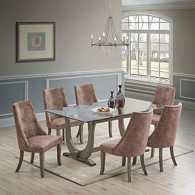 Set Of 2 Faux Leather Tufted Parson Dining Chairs