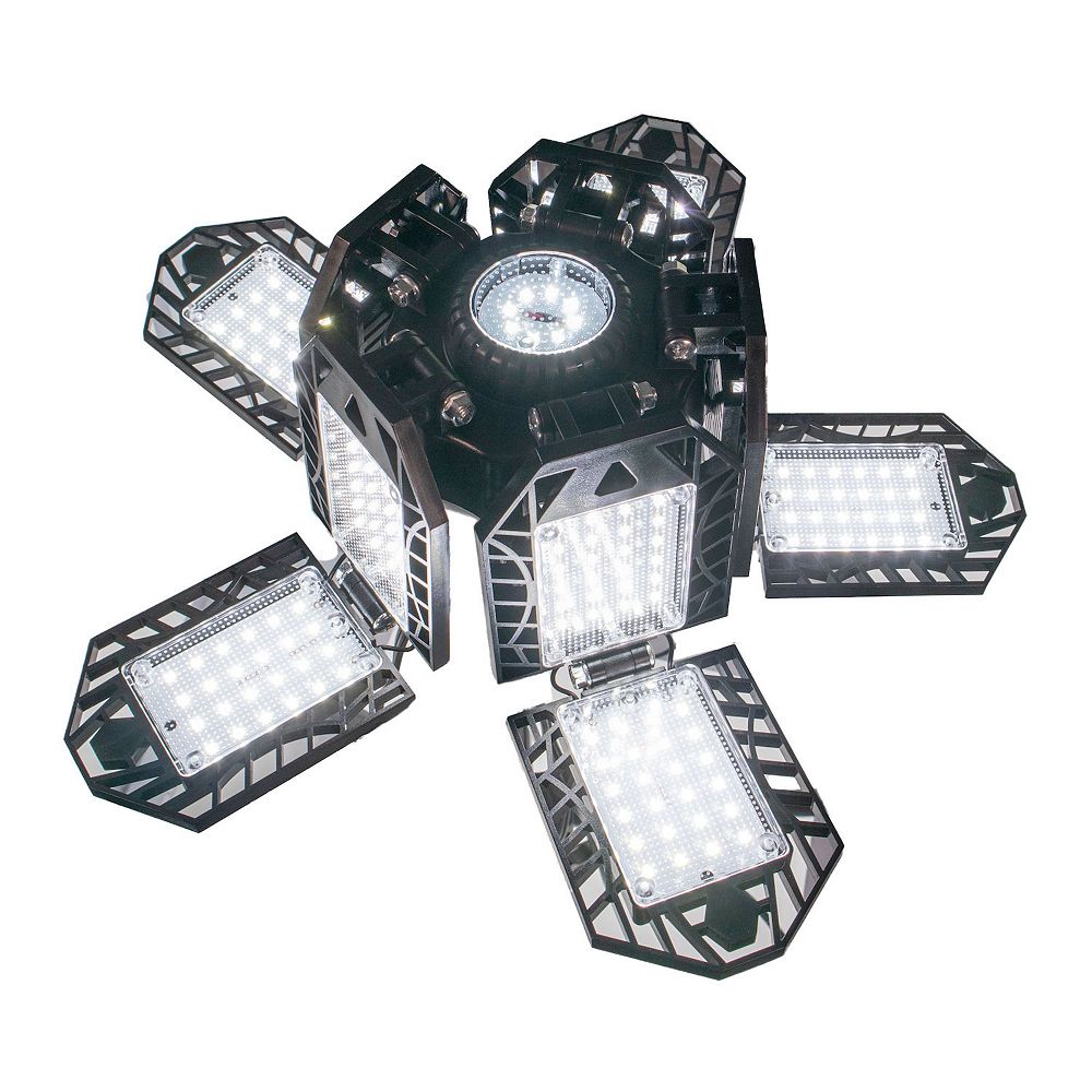 Deformable LED Garage Ceiling Light - 10 Aluminum Leaf Panels, 7200LM ...
