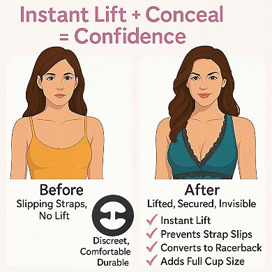 Bra Strap Clips Prevent Slips, Provide Lift and Racerback Conversion, 20pc Multi-Color Set