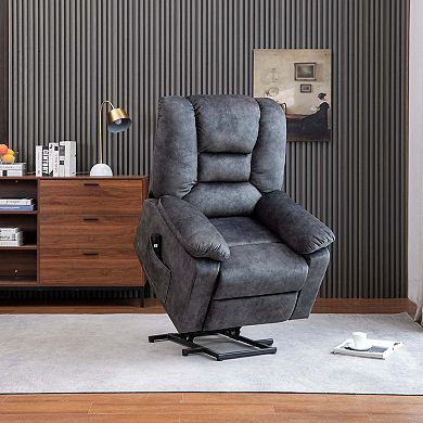 Power Lift Recliner with Massage, Lumbar Heating, USB Port & Easy Single-Motor Control