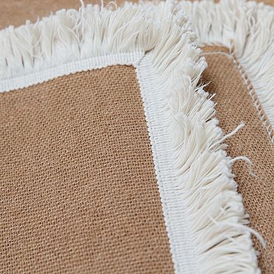 2-Piece Rectangular Lace Trim Woven Placemat with Decorative Crochet Edge