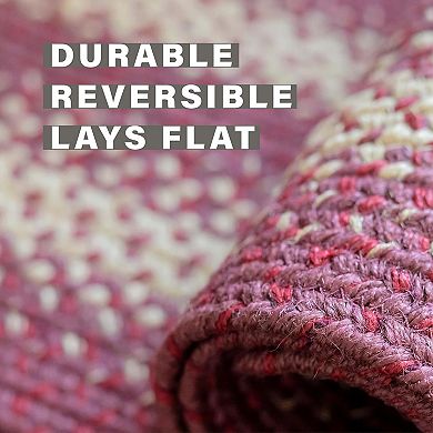 Homespice Autum Maple Jute Braided Rug Reversible Red & White Rug