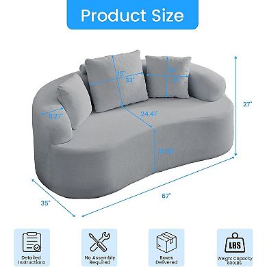 67" Couches Boneless Comfy Modern Sofa