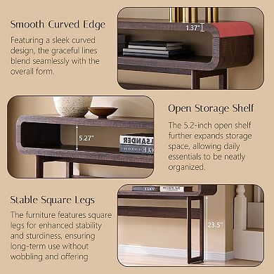 63 Inch Long Console Table, Narrow Sofa Table Behind Couch, Modern Wood Entryway Table
