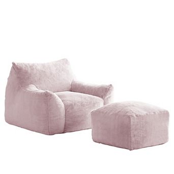 Oversized Beanbag Chair with Ottoman