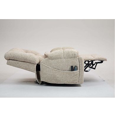 4-Motor Power Lift Recliner with Massage, Lumbar Heating, Chenille Fabric & Lay-Flat Design