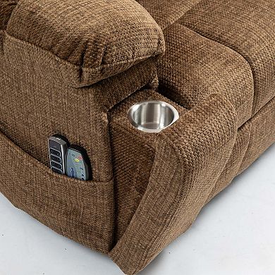 4-Motor Power Lift Recliner with Massage, Lumbar Heating, Chenille Fabric & Lay-Flat Design