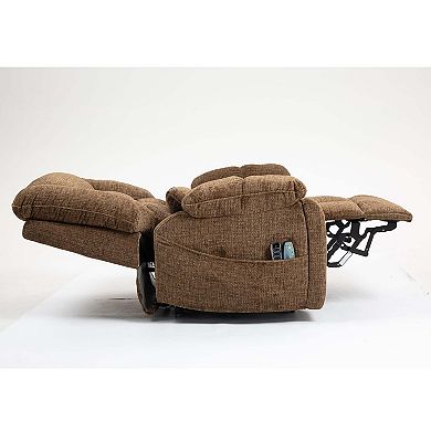 4-Motor Power Lift Recliner with Massage, Lumbar Heating, Chenille Fabric & Lay-Flat Design