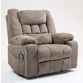 4-Motor Power Lift Recliner with Massage, Lumbar Heating, Chenille Fabric & Lay-Flat Design