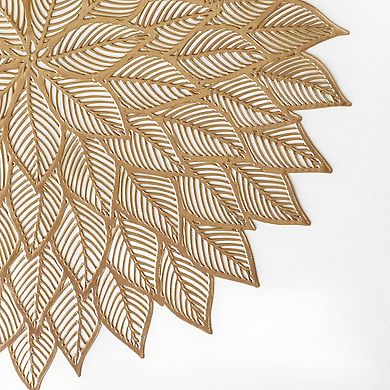 4-Piece Round Leaf Pattern Placemat with Cutout Design