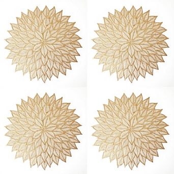 4 pc Round Leaf Pattern Placemat with Cutout Design