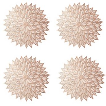 4 pc Round Leaf Pattern Placemat with Cutout Design