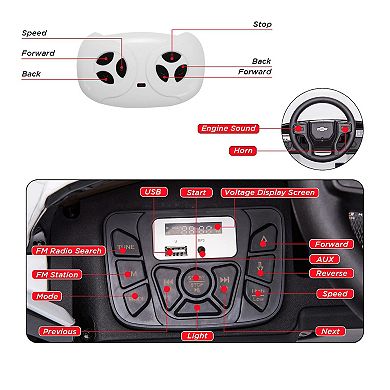 Licensed Chevrolet Silverado 12V Electric Ride-on Car Truck Parent Remote Control,Bluetooth Speaker