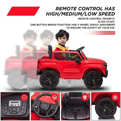 Licensed Chevrolet Silverado 12V Electric Ride-on Car Truck Parent Remote Control,Bluetooth Speaker