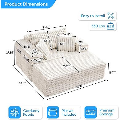 58" Oversized Lounge Chaise