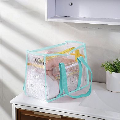 Women's Transparent Mesh Beach Tote Bag - Waterproof Travel Shoulder Bag