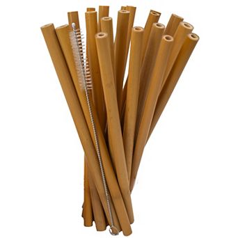 Reusable Bamboo Straws with Cleaning Brush 10 pc 8 Inch Eco Friendly - Smoothies, Coffee & Cocktails