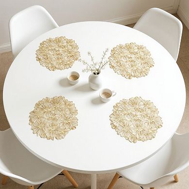 4-Piece Floral Cutout Round Placemat with Delicate Petal Detailing