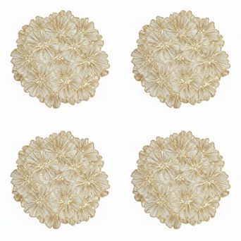 4 pc Floral Cutout Round Placemat with Delicate Petal Detailing