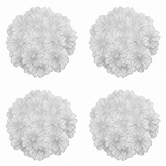 4 pc Floral Cutout Round Placemat with Delicate Petal Detailing