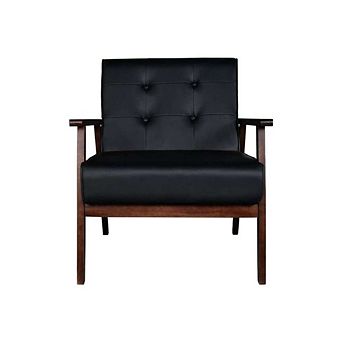 Upholstered Retro Accent Wooden Armchair