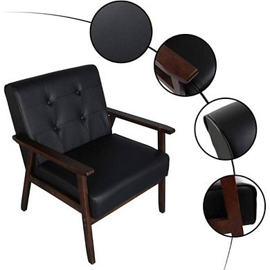 Upholstered Retro Accent Wooden Armchair