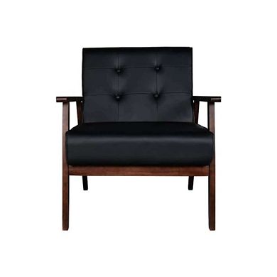 Upholstered Retro Accent Wooden Armchair