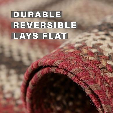 Homespice Chester Jute Braided Rug Non-Shedding Premium Red/Gold/Cream Rug