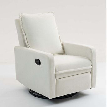 360° Rotating Short Plush Manual-Buckle Armchair for Living Room, Bedroom & Office