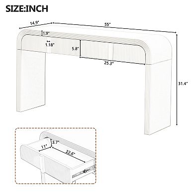 Whisen Unique Modern Rounded Silhouette and Smooth Surface Console Table with 2 Drawers