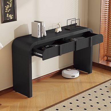 Whisen Unique Modern Rounded Silhouette and Smooth Surface Console Table with 2 Drawers