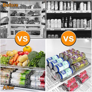 4-Pack Adjustable Soda Can Organizers, Clear Drink Holders for Fridge & Pantry