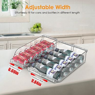 4-Pack Adjustable Soda Can Organizers, Clear Drink Holders for Fridge & Pantry