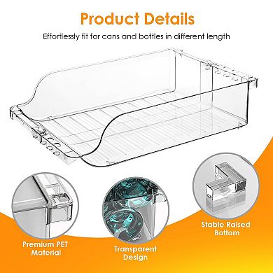 4-Pack Adjustable Soda Can Organizers, Clear Drink Holders for Fridge & Pantry