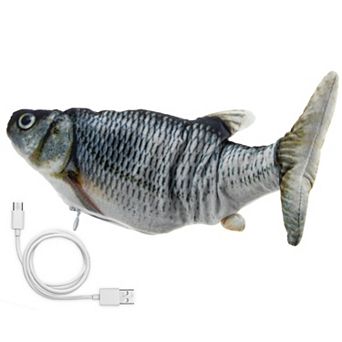 Interactive Flopping Fish Cat Toy - USB Rechargeable Motion Activated with Catnip Pouch