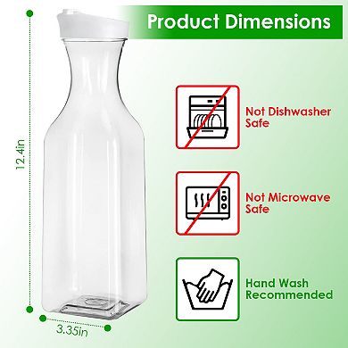 4-Pack 50oz Clear Plastic Water & Juice Carafes with Flip-Top Lids