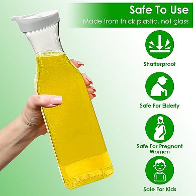 4-Pack 50oz Clear Plastic Water & Juice Carafes with Flip-Top Lids