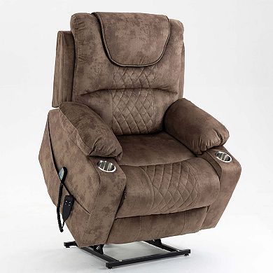 Oversized Power Lift Recliner with Massage, Heating, OKIN Motors & Cup Holders