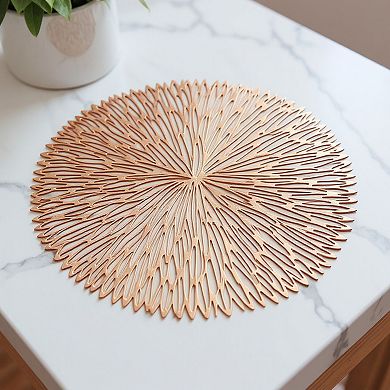 4-Piece Round Woven Placemat with Radiating Textured Design