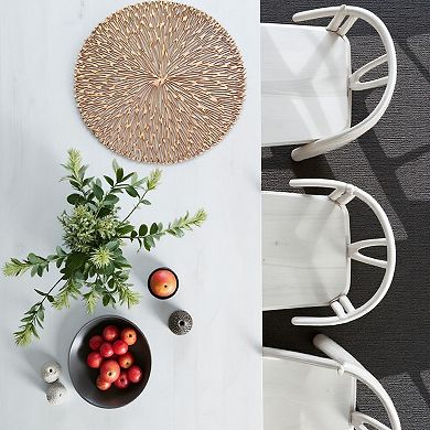 4-Piece Round Woven Placemat with Radiating Textured Design