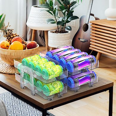2-Pack Adjustable Soda Can Organizer, 2-Tier Beverage Dispenser for Fridge